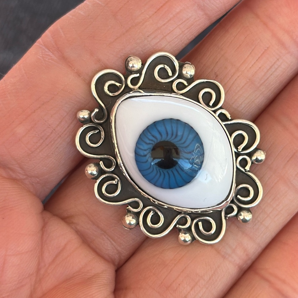 Starling silver 925 Custom Evil Eye 🧿 Adjustable Ring- Real Silver Brand New